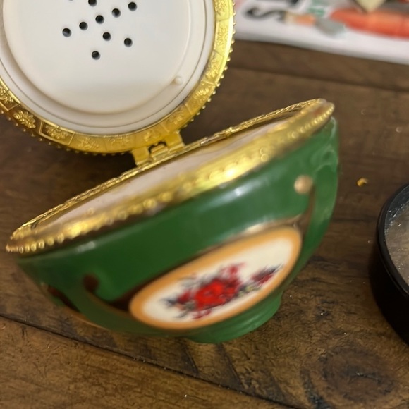 Limoges Style Christmas Ornament Egg Music Box - Picture 3 of 6